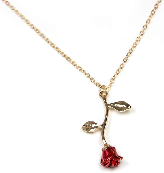 Necklaces for Women, Gold Necklace for Women Rose Necklace with Pendant, Aesthetic Necklace, Preppy Jewelry, Trendy Jewelry, Cute Necklaces for Teen Girls and All Women Necklace